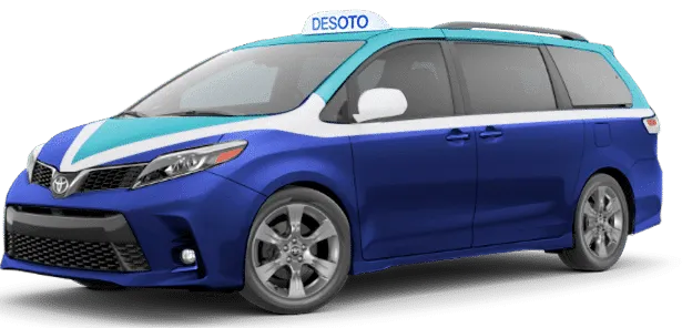 DeSoto Cab van providing local and airport rides in Dublin, California